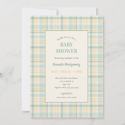 Pastel Plaid Baby Shower Invitation Einladung (Vorderseite)