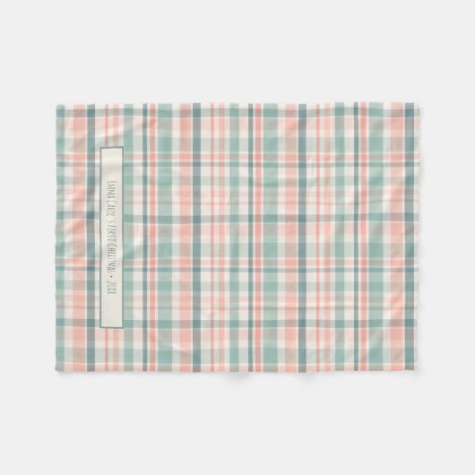 Pastel Plaid Baby's First Christmas Fleecedecke (Vorderseite (Horizontal))