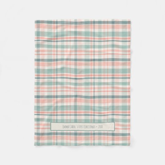 Pastel Plaid Baby's First Christmas Fleecedecke (Vorderseite)