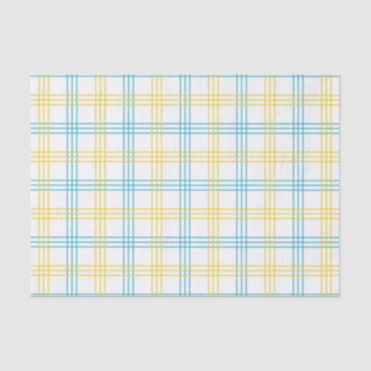 Pastel Plaid Blue Yellow DIY Decoupage Paper Seidenpapier (Vorderseite)