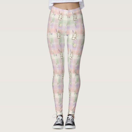 Pastel Plaid Easter Bunny Pattern (2) Leggings (Vorderseite)