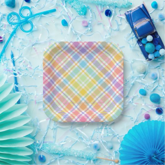 Pastel Plaid  Pappteller (Party)