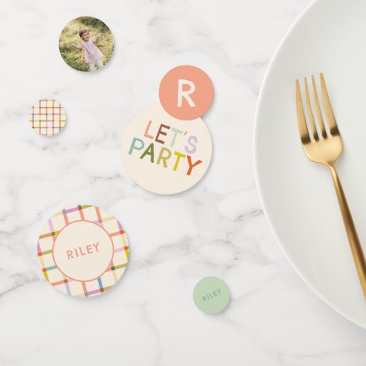 Pastel Plaid "Two Much Fun" 2nd Birthday Custom Konfetti (Gruppe)