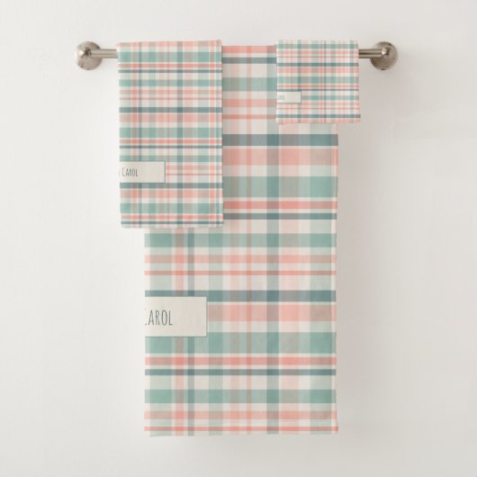 Pastel Plaid with name Badhandtuch Set (Insitu)