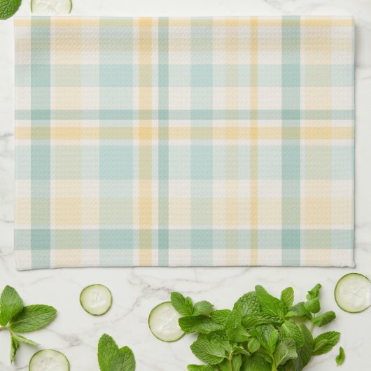 Pastel Plaid - yellow teal cream Geschirrtuch (Gefaltet)