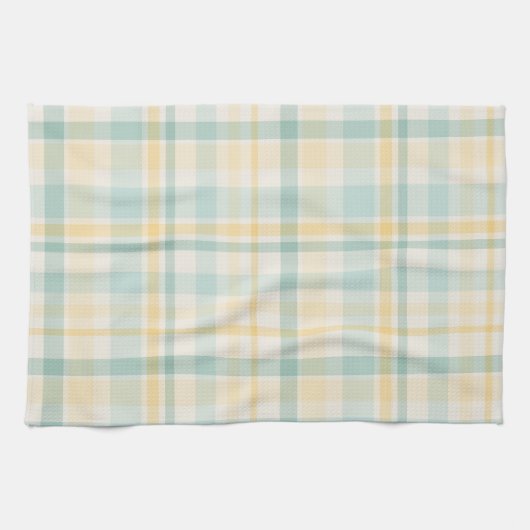 Pastel Plaid - yellow teal cream Geschirrtuch (Horizontal)