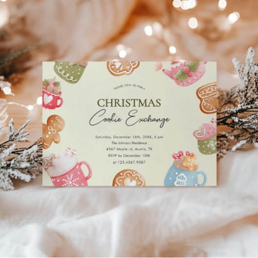 Pastel Playful Christmas Cookie Exchange Party Einladung