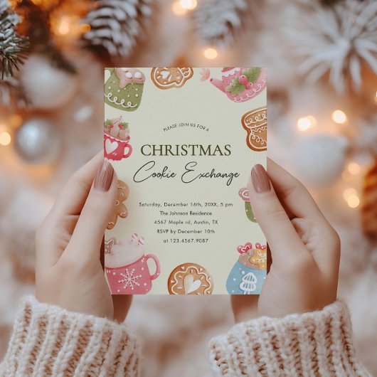 Pastel Playful Christmas Cookie Exchange Party Einladung