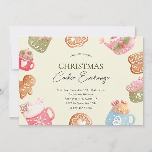 Pastel Playful Christmas Cookie Exchange Party Einladung (Vorderseite)