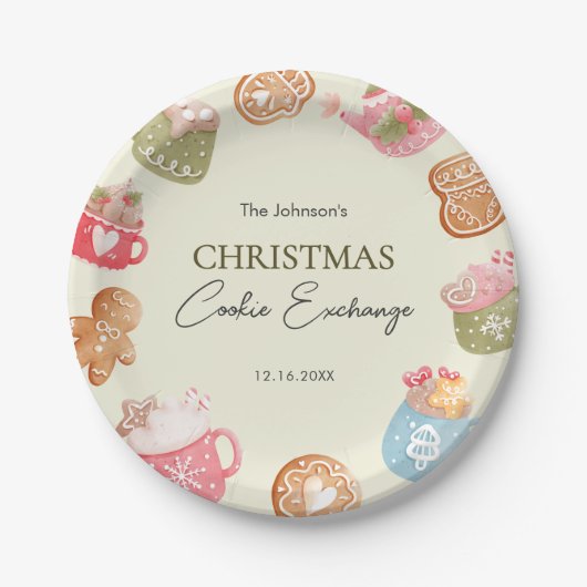 Pastel Playful Christmas Cookie Exchange Party Pappteller (Vorderseite)