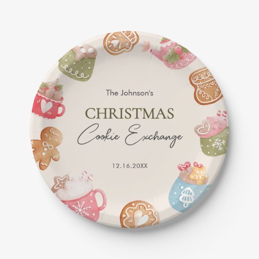 Pastel Playful Christmas Cookie Exchange Party Pappteller (Vorderseite)