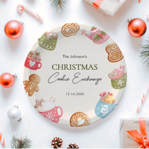 Pastel Playful Christmas Cookie Exchange Party Pappteller
