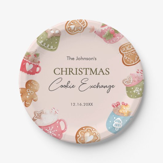 Pastel Playful Christmas Cookie Exchange Party Pappteller (Vorderseite)