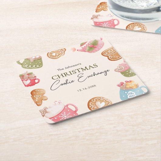 Pastel Playful Christmas Cookie Exchange Party Rechteckiger Pappuntersetzer (angewinkelt)