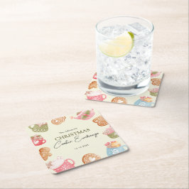 Pastel Playful Christmas Cookie Exchange Party Rechteckiger Pappuntersetzer