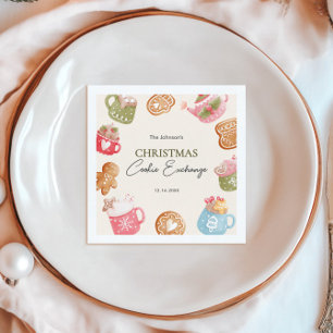 Pastel Playful Christmas Cookie Exchange Party Serviette