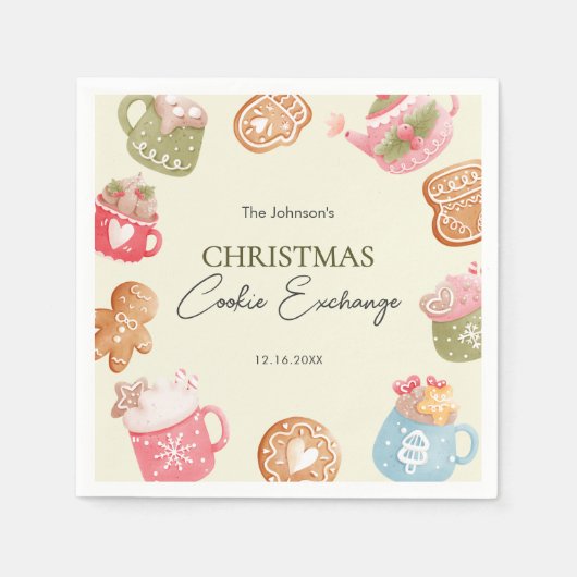Pastel Playful Christmas Cookie Exchange Party Serviette (Vorderseite)