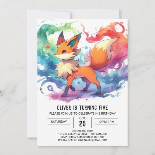 Pastel Playful Fox Geburtstag Einladung (Vorderseite)