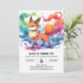 Pastel Playful Fox Geburtstag Einladung (Stehend Vorderseite)