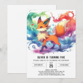 Pastel Playful Fox Geburtstag Einladung (Vorne/Hinten)