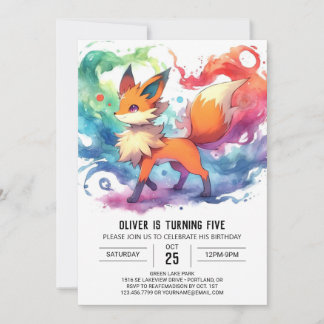 Pastel Playful Fox Geburtstag Einladung