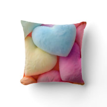 Pastel Plush Hearts Throw Kissen