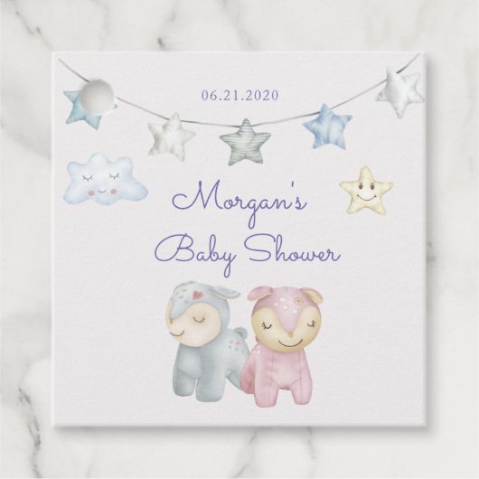 Pastel Plush Toy Personalisiert Monogram Babydusch Geschenkanhänger (Vorderseite)