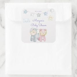 Pastel Plush Toys Babydusche Monogramm Quadratischer Aufkleber