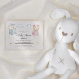 Pastel Plush Toys und Stars Kinderdusche Einladung