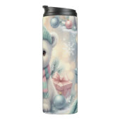 Pastel Polar Bear Christmas Pattern Thermosbecher (Nach rechts gedreht)