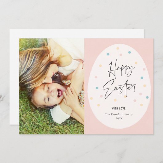Pastel Polk a Dot Egg Happy Oaster Foto Einladung (Vorne/Hinten)