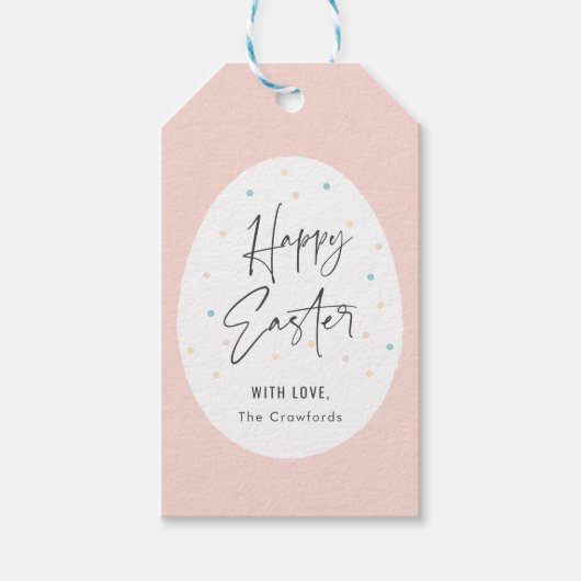 Pastel Polk a Dot Egg Happy Oaster Geschenkanhänger (Vorderseite)