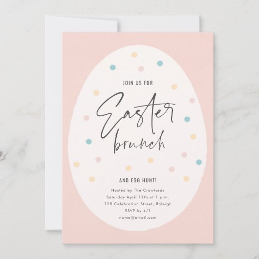 Pastel Polk a Dot Oaster Brunch und Eierjagd Einladung (Vorderseite)