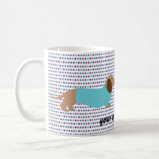 Pastel Polka Dot Dackel Kaffee Tasse (Links)