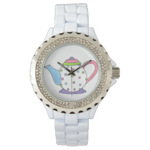 Pastel Polka Dot Keramik Teezeremonie auf dem Part Armbanduhr