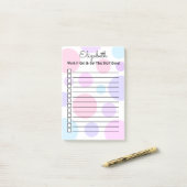 Pastel Polka Dot Monogram Personalisiert Feminine Post-it Klebezettel (Auf Schreibtisch)
