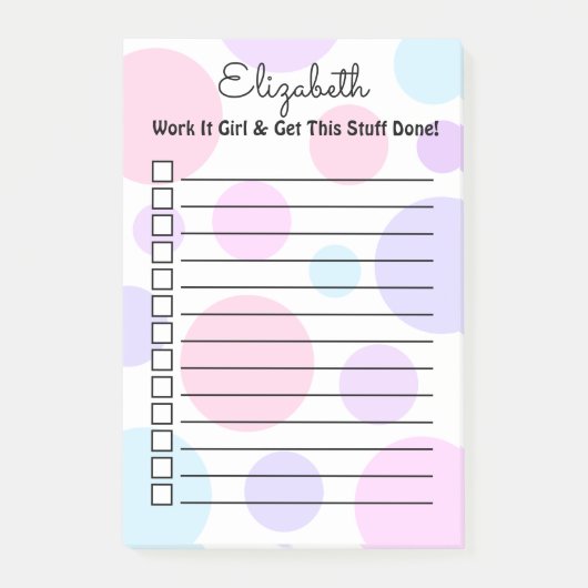 Pastel Polka Dot Monogram Personalisiert Feminine Post-it Klebezettel (Vorderseite)