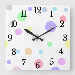Pastel Polka Dot Pattern Große quadratische Wanduh Quadratische Wanduhr
