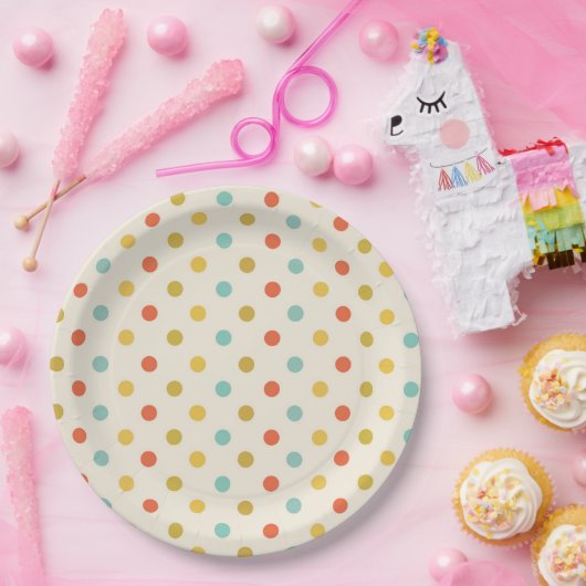 Pastel Polka Dot Pattern Pappteller (Party)