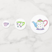 Pastel Polka Dot Teapot Tee Party Brautparty Konfetti (Vorderseiten)