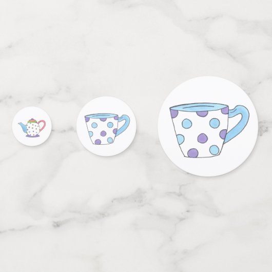 Pastel Polka Dot Teapot Tee Party Brautparty Konfetti (Rückseiten)