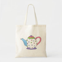 Pastel Polka Dot Teapot Tote Bag