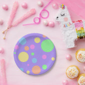 Pastel Polka Dots auf Lila Pappteller (Party)