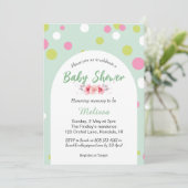 Pastel polka dots Babydusche Einladung (Stehend Vorderseite)