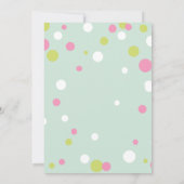 Pastel polka dots Babydusche Einladung (Rückseite)