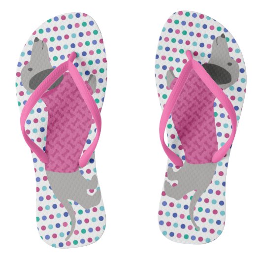 Pastel Polka Dots Dackel Flip Flops Badesandalen (Fußbett)