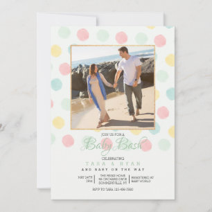 Pastel Polka Dots Foto Frame Baby Dusche Einladung