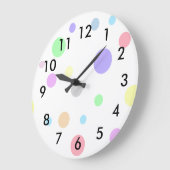 Pastel Polka Dots Muster Große Wanduhr (Winkel)