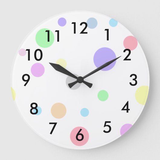 Pastel Polka Dots Muster Große Wanduhr (Vorderseite)