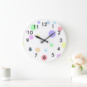 Pastel Polka Dots Muster Große Wanduhr (Zuhause)